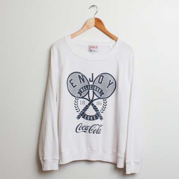 Coca Cola x Wildfox Sweatshirt Womens XL Off-White Pullover - Picture 1 of 6